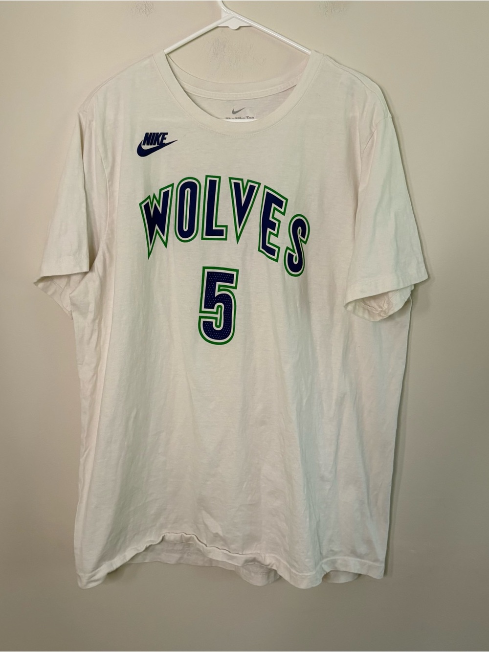 Nike XL Nike Tee Minnesota Timberwolves NBA Basketball Shirt White Edwards V7
